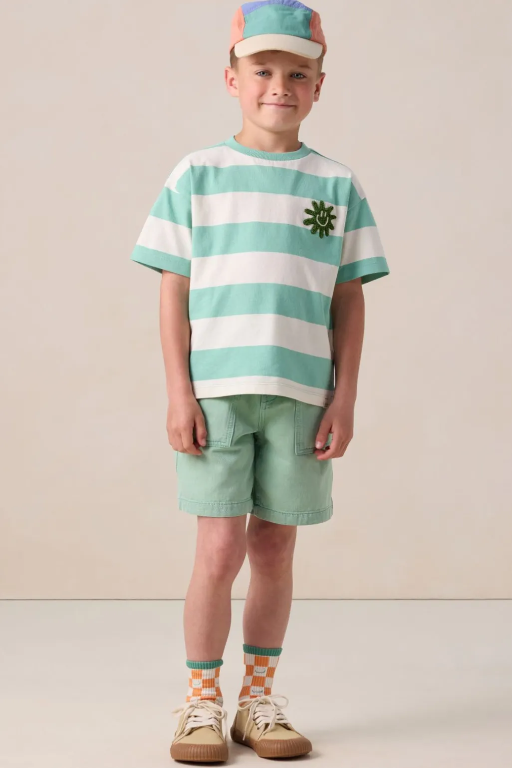 Groen gestreept oversized T-shirt