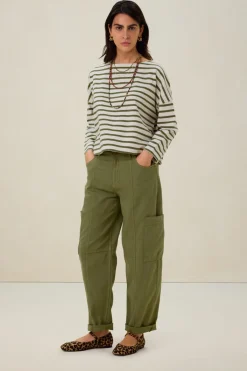 Groen gestreept oversized t-shirt