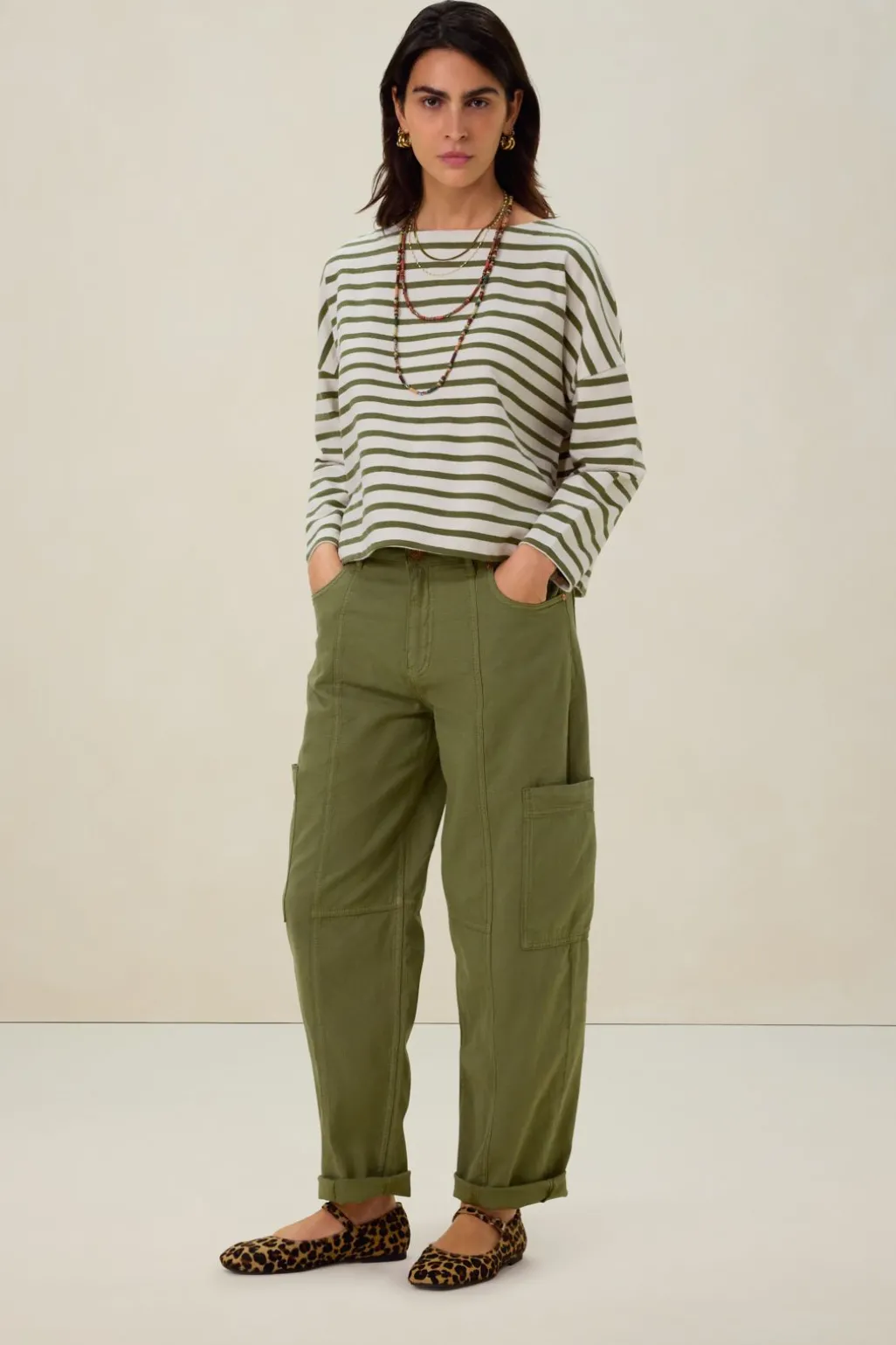 Groen gestreept oversized t-shirt