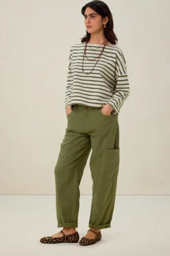 Groen gestreept oversized t-shirt