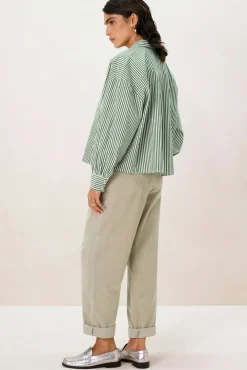 Groen gestreepte boxy blouse