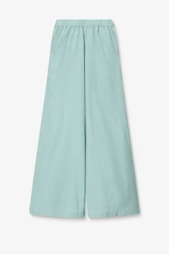 Groen gestreepte high waist wide leg broek