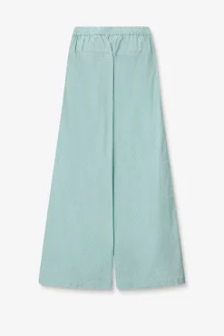Groen gestreepte high waist wide leg broek