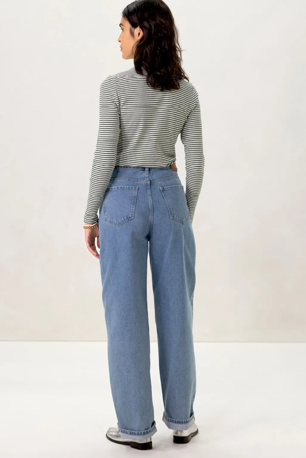 Groen gestreepte top met turtle neck