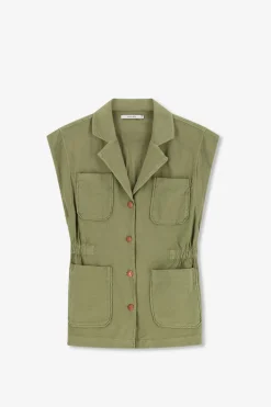 Groen gilet met opgestikte zakken