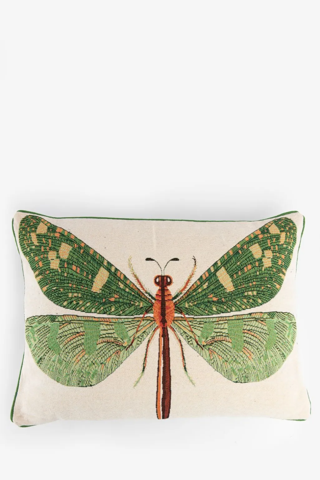 Groen jacquard kussen dragonfly