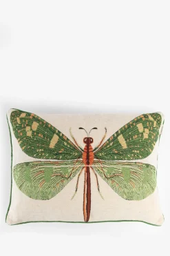 Groen jacquard kussen dragonfly