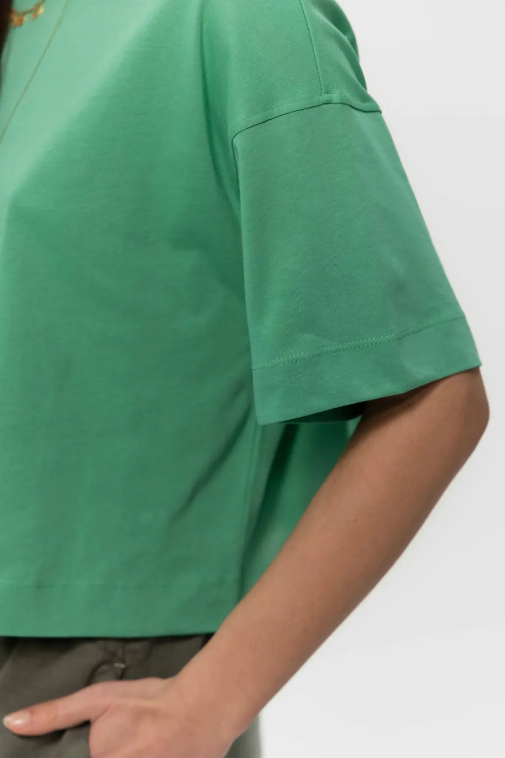 Groen jersey cropped T-shirt