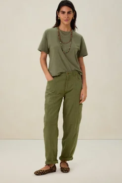 Groen melange basis t-shirt