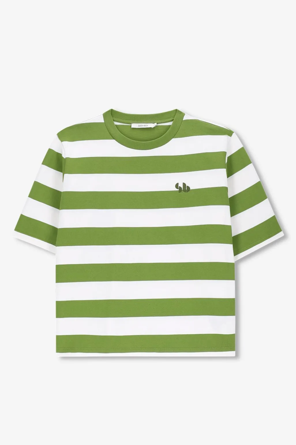 Groen met wit gestreept T-shirt