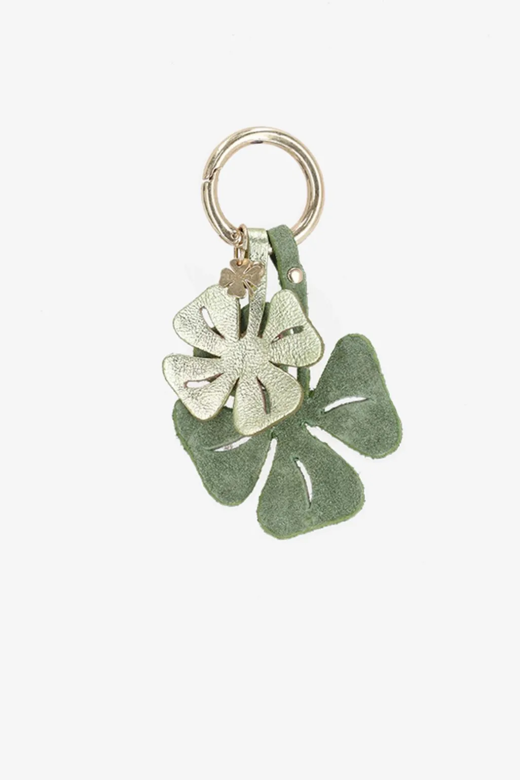Groene bag charm met klavertjes