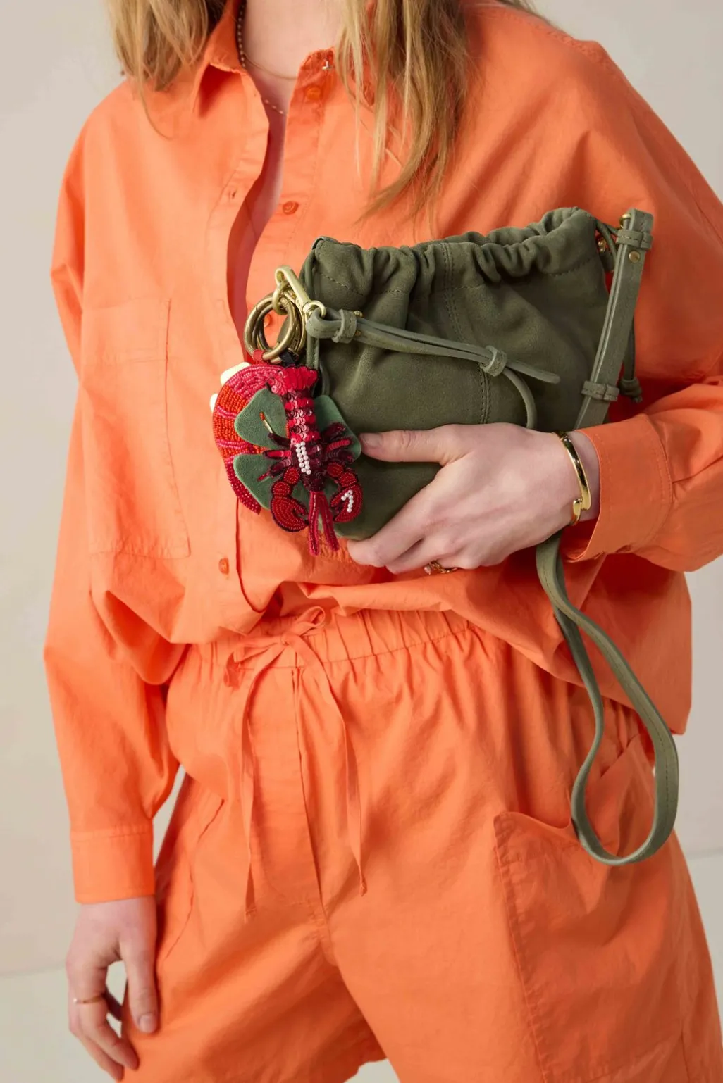 Groene bag charm met klavertjes