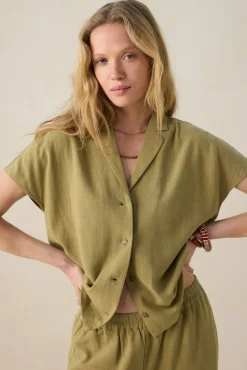 Groene blouse met korte mouwen