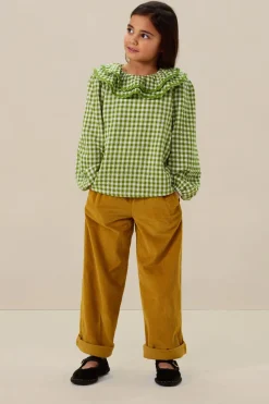 Groene blouse met ruffle kraag