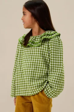 Groene blouse met ruffle kraag