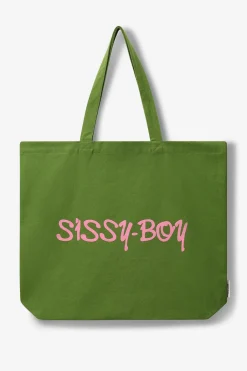 Groene canvas shopper large