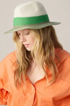 Groene colourblock zonnehoed