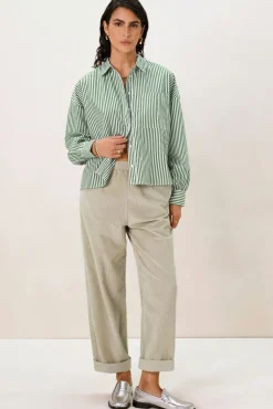 Groene corduroy broek met elastische taille