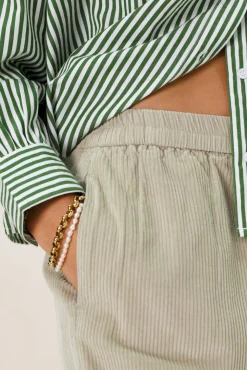 Groene corduroy broek met elastische taille