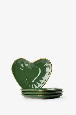 Groene gebaksbordjes hart