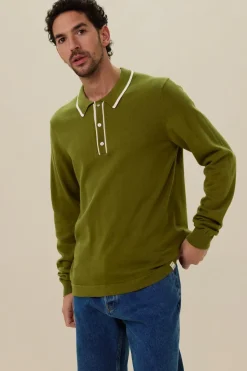 Groene gebreide polo