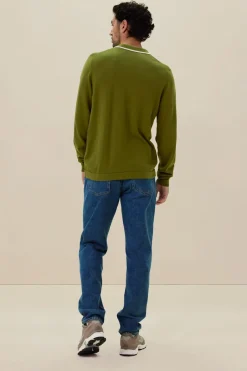 Groene gebreide polo