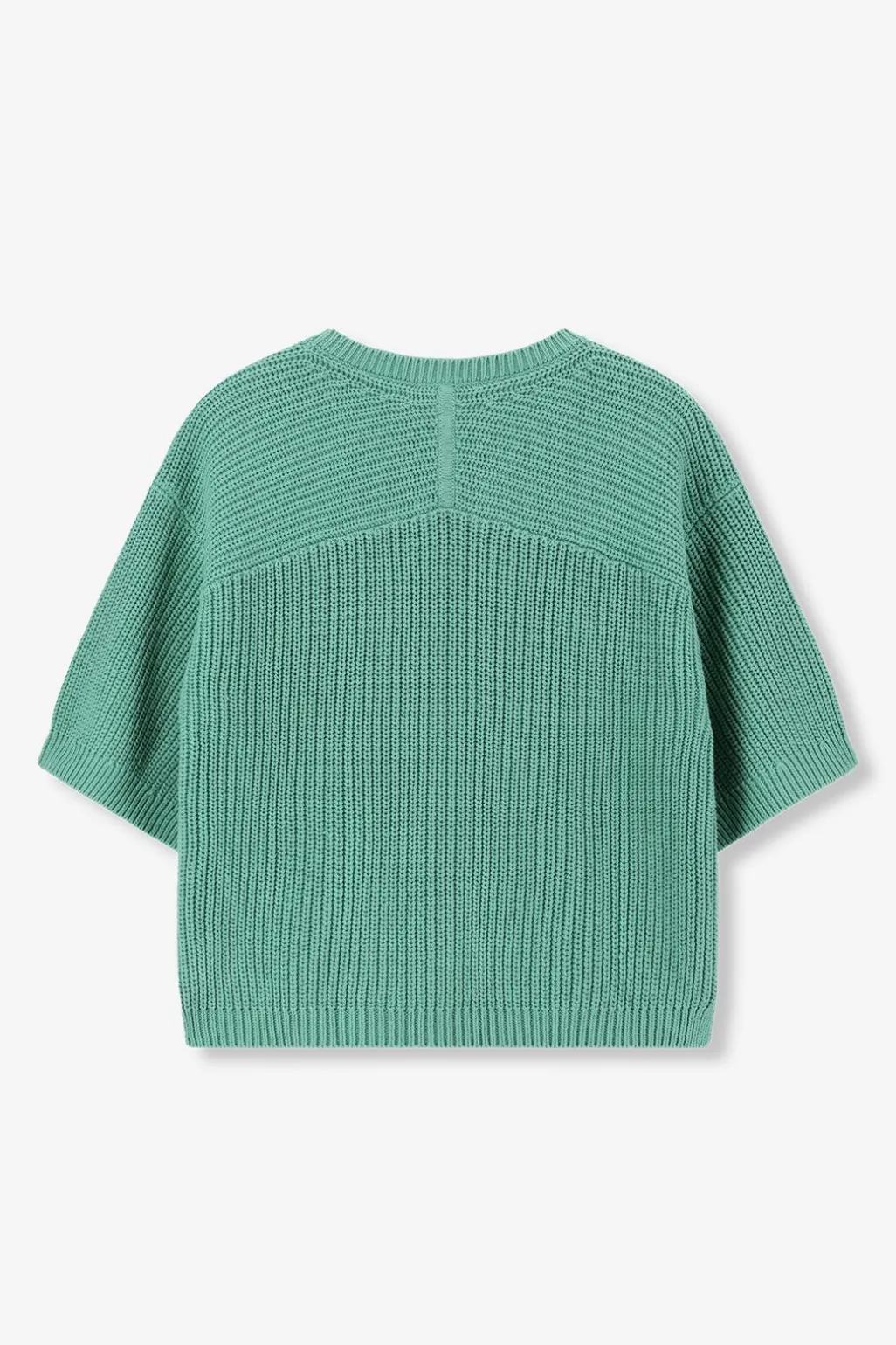 Groene gebreide trui met korte mouwen