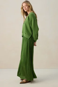Groene geplooide maxi rok