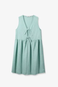 Groene gestreepte mini-jurk