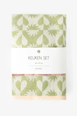 Groene handdoek en theedoek