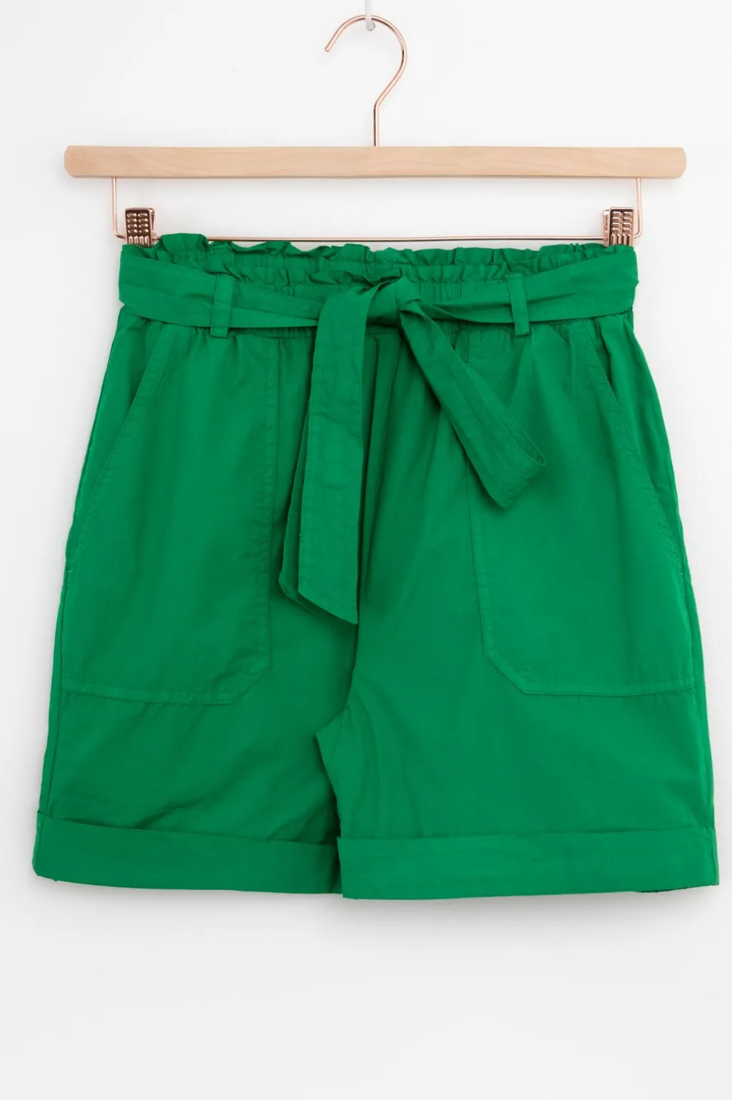 Groene high waist paperbag shorts