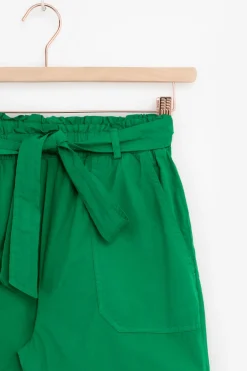 Groene high waist paperbag shorts
