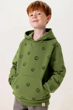 Groene hoodie met smiley print