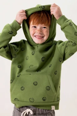 Groene hoodie met smiley print