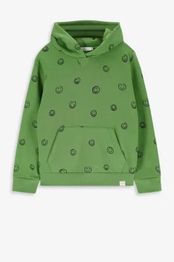 Groene hoodie met smiley print