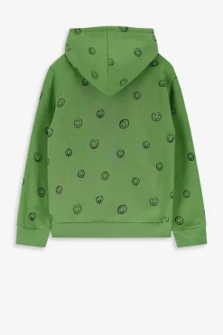 Groene hoodie met smiley print