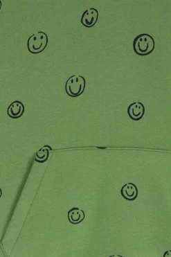 Groene hoodie met smiley print
