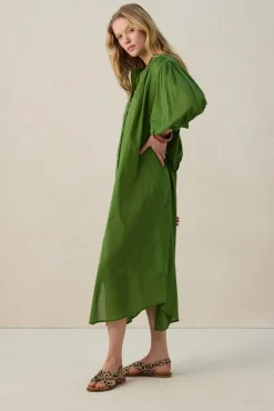 Groene jurk met ceintuur
