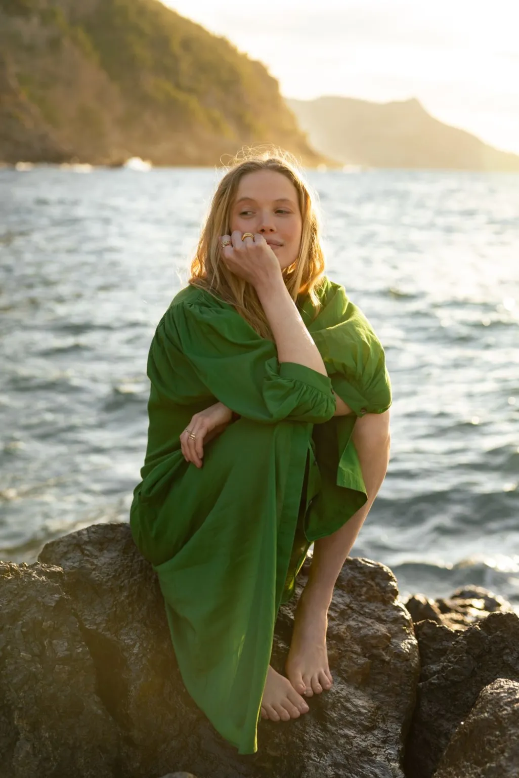 Groene jurk met ceintuur