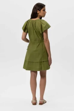 Groene korte poplin jurk
