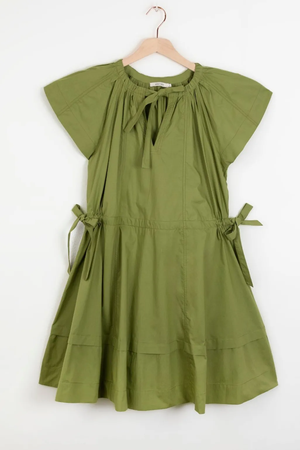 Groene korte poplin jurk