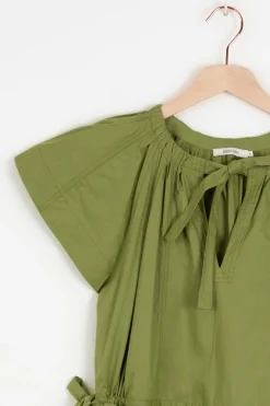Groene korte poplin jurk