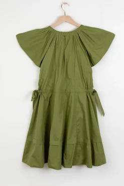 Groene korte poplin jurk