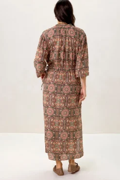 Groene lange jurk met mozaïek print
