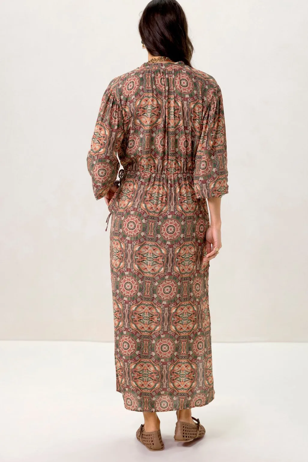 Groene lange jurk met mozaïek print