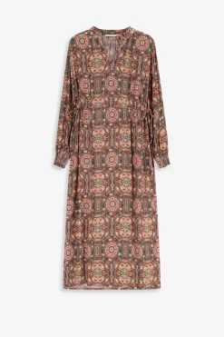 Groene lange jurk met mozaïek print