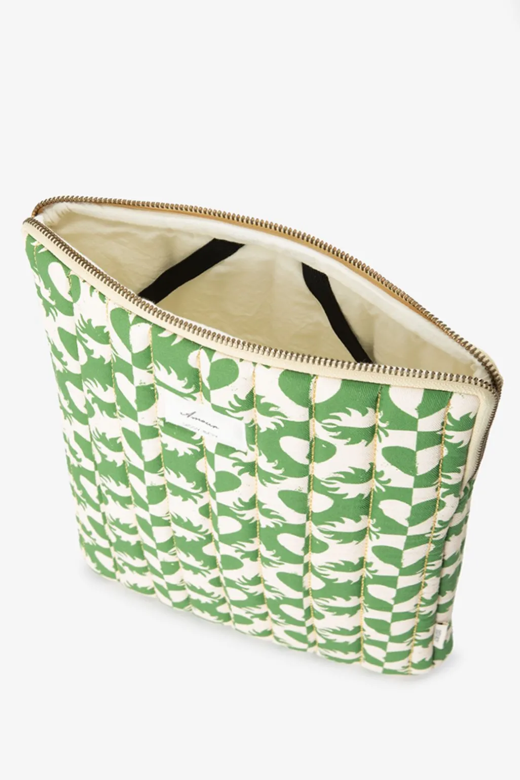 Groene laptophoes met zon en hartjesprint