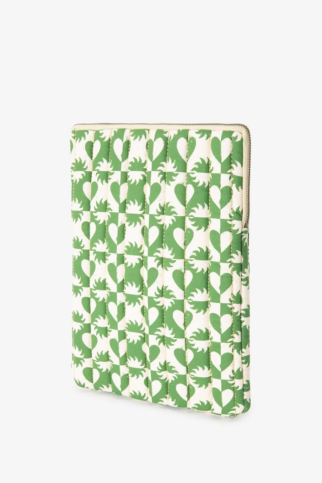 Groene laptophoes met zon en hartjesprint