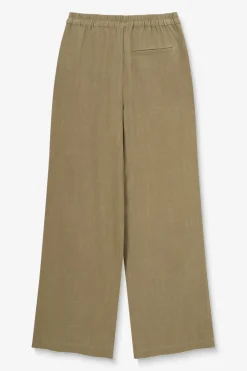 Groene linnen high waist wide leg broek