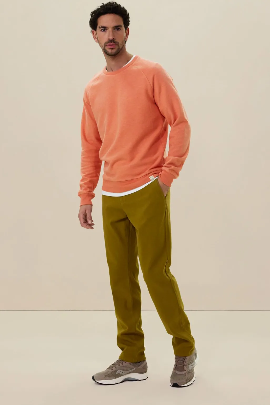Groene mid-rise chino met elastische taille